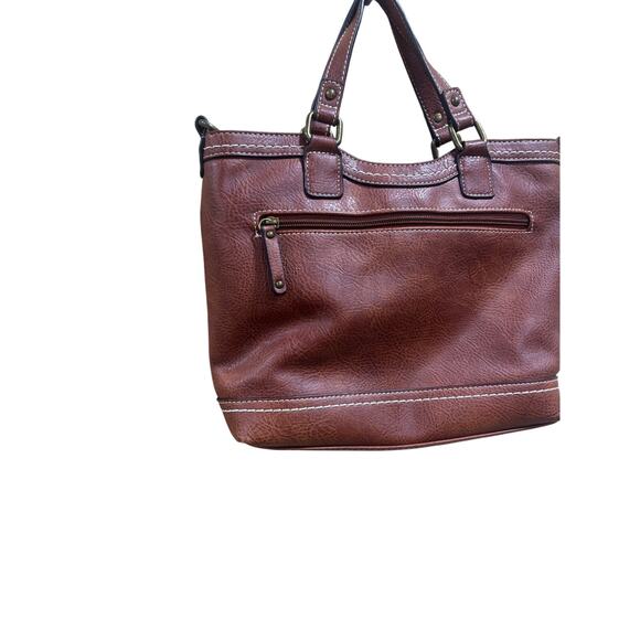 b.o.c Born Concept Brown Woven Faux Leather Tote Handbag Shoulder Bag Purse - Picture 4 of 8